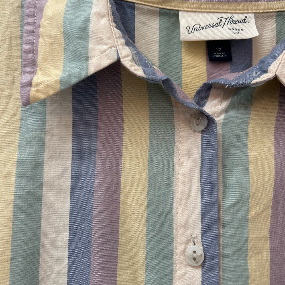 Universal Thread Pastel Striped Button Down Shirt - Picture 3 of 7